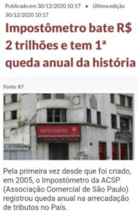 Avanço em 2020: Site impostômetro mostra que após décadas de explorações, brasileiro começa a pagar menos impostos…