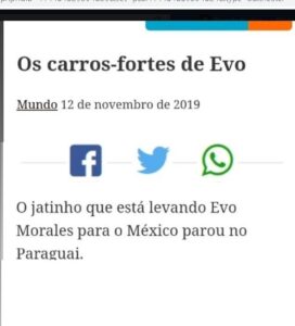Foi “golpe”, Evo? Outro “comunista” viajando em jatinho e carros fortes lotados de dinheiro?