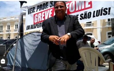Veja no vídeo: Apesar da polícia ter sido acionada para impedir manifestação, vereador de São Luís segue em greve de fome na porta do Palácio…