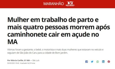 Fatalidade ou tragédia anunciada? Maranhenses continuam morrendo em acidentes nas estradas esburacadas em busca de atendimento. Na conta do governador: Cinco mortos, inclusive um natimorto na carroceria de uma caminhonete retornando para a cidade de origem…