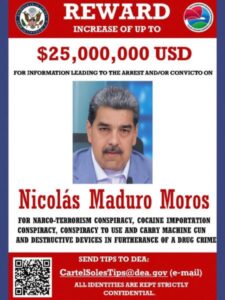 Departamento dos EUA divulga recompensa de US$ 25 milhões por informações que levem à prisão ou condenação de Maduro
