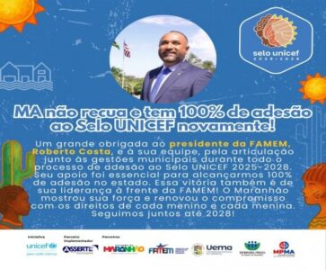 Presidente da FAMEM recebe reconhecimento do UNICEF pela adesão de 100% dos municípios ao Selo UNICEF 2025-2028