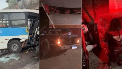 Ônibus colide e arrasta caminhonete Mitsubishi L-200, destrói dois carros de luxo e causa morte, em São Luís