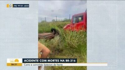 Três pessoas morrem após colisão frontal entre carro e caminhão na BR-316, em Maracaçumé