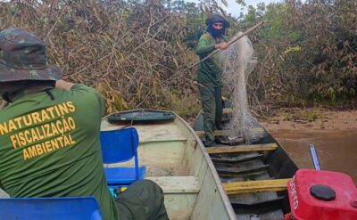 Naturatins apreende 64 kg de pescado e mais de 2 mil metros de redes