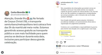 Dona de embarcação da linha Alcântara/São Luís denuncia calote do governo Brandão