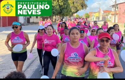 Prefeitura de Paulino Neves, realiza caminhada rosa em apoio à campanha “Outubro Rosa”