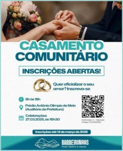 Casamento comunitário em Barreirinhas: inscrições abertas até 14 de março