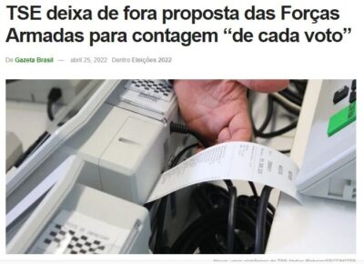 Golpe anunciado? TSE fará contagem de votos sem a presença das Forças Armadas e sob fiscalização de Eliziane Gama…