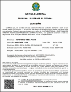 Juíza negou novo pedido e confirma que TSE já suspendeu direitos políticos de Hemetério Weba