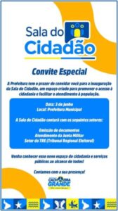Prefeitura de Cachoeira Grande, convida a população para a inauguração da Sala do Cidadão