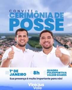 Prefeito Eleito de Barreirinhas, Vinicius Vale convida população para cerimônias de posse