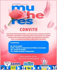 Prefeito Cesar Castro, faz um convite muito especial para todas as mulheres Cachoeirense, neste sábado, dia 08
