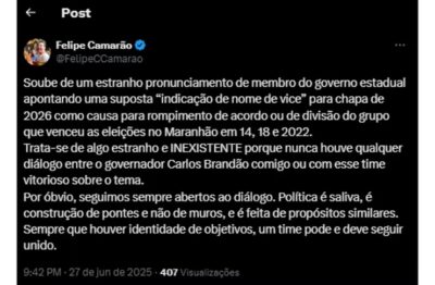 Felipe Camarão desmonta narrativa de Rubão sobre suposto “diálogo” para escolha de vice em 2026
