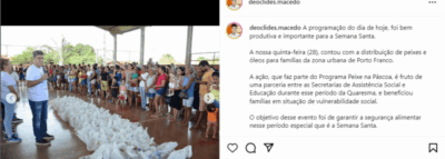 Farra do Peixe! Prefeito de Porto Franco fatura alto em entrega de peixes e torna ação um ato de pré-campanha