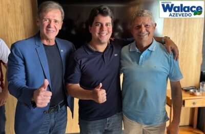 Prefeito Walace Azevedo, participa de almoço com o Ministro dos Esportes André Fufuca, e o deputado federal, Aluisio Mendes