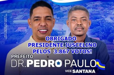 Dr. Pedro Paulo está reeleito em Presidente Juscelino com 45,41% dos votos