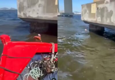 Homem cai da Ponte Rio-Niterói e é resgatado por pescadores