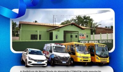 A Prefeitura Municipal de Nova Olinda do Maranhão, fará a entrega de obras e equipamentos na próxima quinta-feira (09).