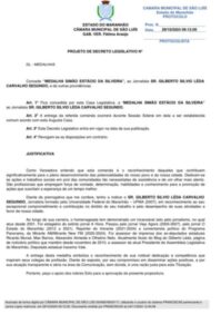 Fátima Araújo solicita e Câmara de São Luís aprova Medalha Simão Estácio da Silveira ao jornalista Gilberto Léda