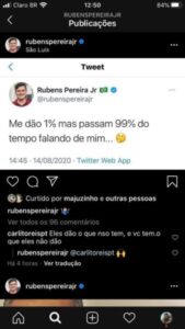 “Me dão 1%, mas passam 99% do tempo falando de mim”, diz Rubens ao rebater críticas de opositores