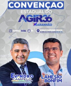 Convenção Estadual do AGIR 36 no próximo domingo às 8h da manhã no espaço Batuque Brasil.