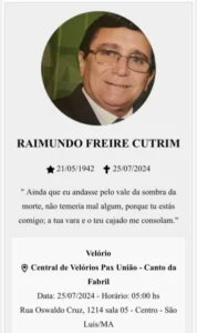 Aos 82 anos, desembargador Raimundo Cutrim morre em São Luís