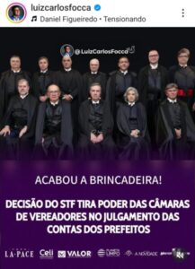 DECISÃO DO STF TIRA PODER DAS CÂMARAS DE VEREADORES NO JULGAMENTO DAS CONTAS DOS PREFEITOS