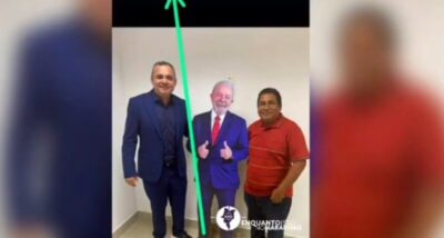 Prefeito do Maranhão tira foto com boneco de Lula e diz estar em reunião com o presidente