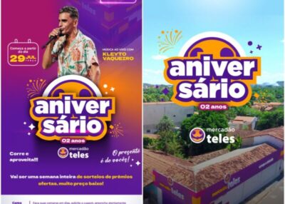 COMEÇA HOJE! Mercadão Teles comemora aniversário de 2 anos com sorteios de prêmios e muito preço baixo