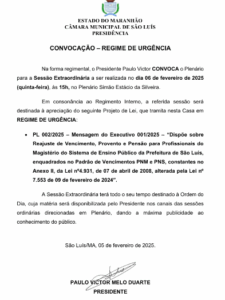 Paulo Victor se esquiva de armadilha de Braide e convoca sessão extraordinária sobre reajustes salariais dos professores