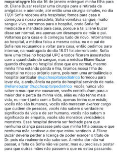 Mãe que perdeu filha, após cirurgia, pede fechamento de hospital particular de São Luis e cassação do registro de médica