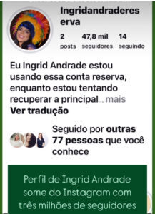 Perfil de Ingrid Andrade desaparece do Instagram; influenciadora utiliza conta reserva sem esclarecimentos