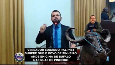 Vereador, Eduardo da Ralp Net, sugere uso de búfalos como transporte da população em Pinheiro