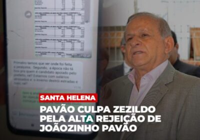 Em conversa com babão, conselheiro Pavão culpa Zezildo por alta rejeição do filho em Santa Helena