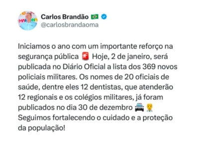 Carlos Brandão nomeia mais 369 novos policiais militares