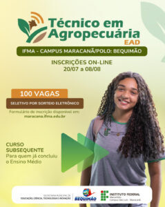 IFMA e Prefeitura de Bequimão abrem 100 vagas para curso técnico em Agropecuária na modalidade a distância