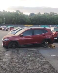 Veículos têm pneus furtados em estacionamento da Vale, em São Luís