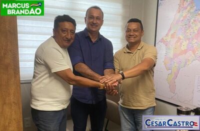 Prefeito Cesar Castro, é recebido por Marcus Brandão, irmão do governador