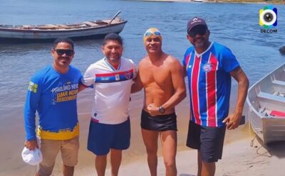 Maratonista aquático Wendel Dragon, é recebido pelo prefeito Raimundo Lídio