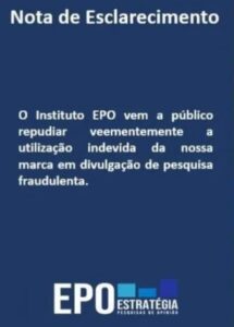 Instituto EPO diz que Pesquisa divulgada pelo perfil “Avante Camarão” é fraudulenta