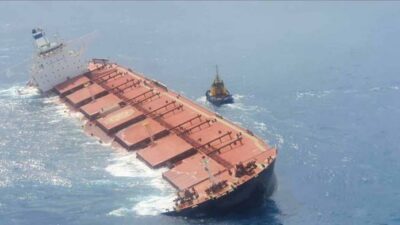 Começam as operações para retirada do óleo do navio sul-coreana encalhado no Maranhão