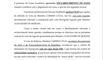 CRITÉRIO DE DESEMPATE É DE 1991 AFIRMA ALEMA EM PETIÇÃO AO STF