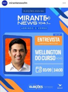 Wellington do Curso será entrevistado no Abrindo o Verbo da Mirante News FM