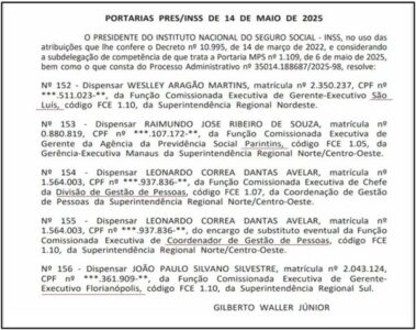 Presidente do INSS exonera gerente-executivo de Manaus, Florianópolis e São Luís