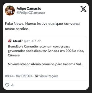 Felipe Camarão classifica de Fake News notícia que o indica para deputado federal