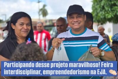 Prefeito de Cachoeira Grande, Cesar Castro, participa da feira interdisciplinar, empreendedorismo na EJA