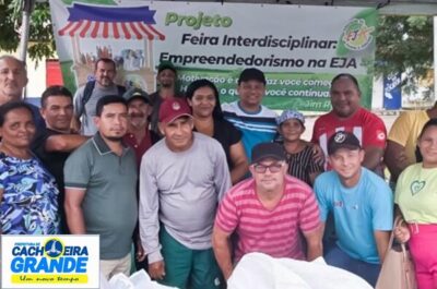Prefeito de Cachoeira Grande, Cesar Castro, participa da feira interdisciplinar, empreendedorismo na EJA