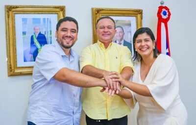 Prefeito de Barreirinhas, Vinicius Vale e a deputada Iracema, são recebidos pelo Governador Carlos Brandão
