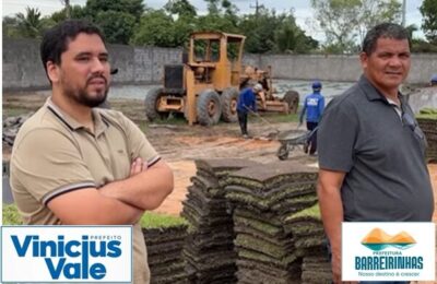 Prefeito Vinicius Vale, acompanhando de perto o progresso das obras do Estádio do Sobradinho